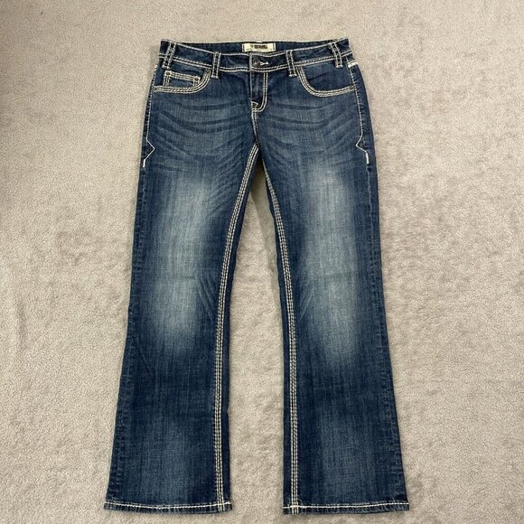 Rock & Roll Riding Denim Western Women's 31  Mid Rise Bootcut Jeans Dark Wash - Picture 1 of 8